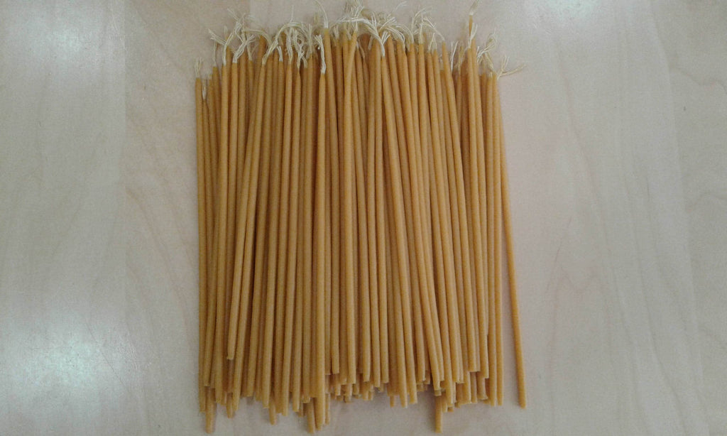 8" Greek Orthodox Natural Beeswax Taper Candles for Church use or Praying