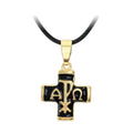 ΑΡΧΩ Traditional Byzantine Greek Black Enamel Pectoral Cross Necklace Pendant