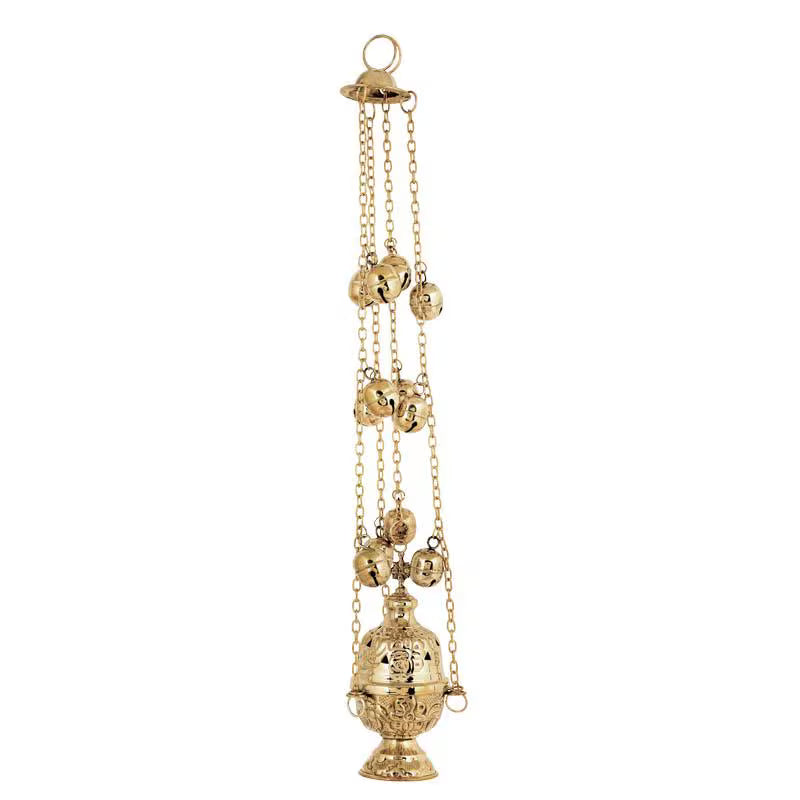 Orthodox Church Liturgy Incense Burner Bronze Greek Thurible Censer 15cm 5.9"