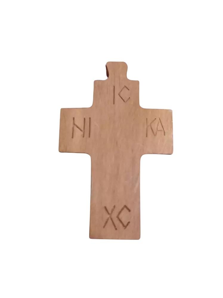 Mount Athos Wooden Orthodox Cross Necklace, Greek Christian Cross Pendant, Handcrafted Religious Gift for Men Women Baptism Easter