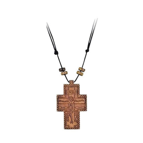 1 3/4" Greek Orthodox Mount Athos Adjustable Cord Engraved Wooden Pendant 4.4cm