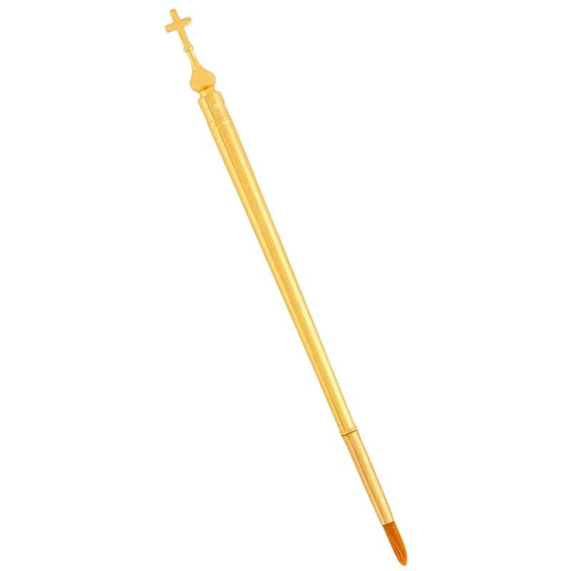 Gold Plated Russian Style Orthodox Anointing Brush Holy Myrrh Oil Striuchtsa