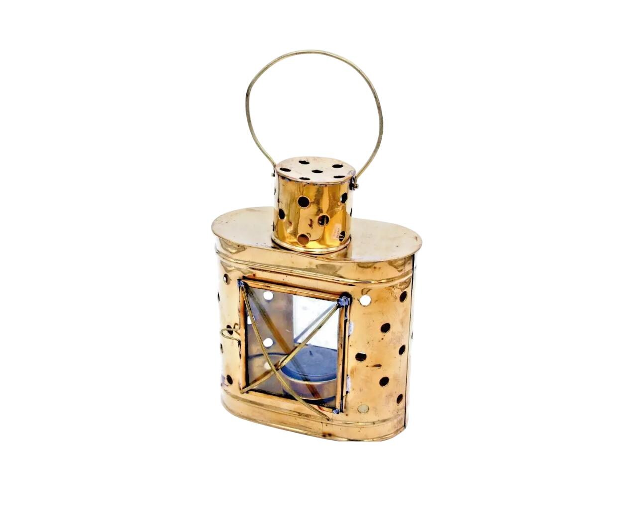 6 1/2" Vintage Retro Marine Nautical Brass Deco Oil Tea Light Lamp Lantern 16cm