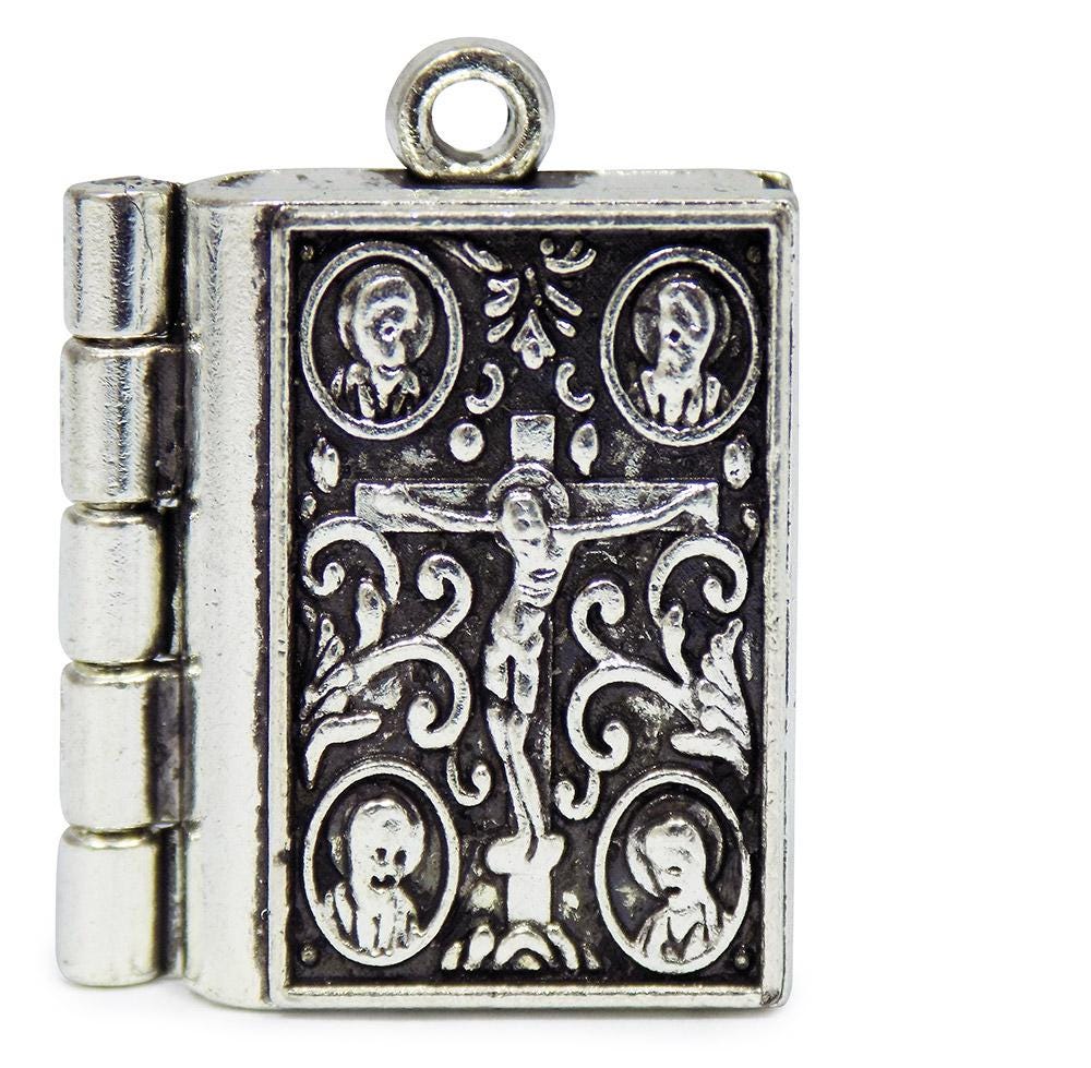 1" Greek Orthodox Gospel Byzantine The Creed Sunday Prayer Icon Crucifix Pendant 2.5cm