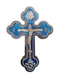 8" Blue Enamel Trilobe Greek Russian Orthodox Wall Mounted Crucifix Cross 20cm