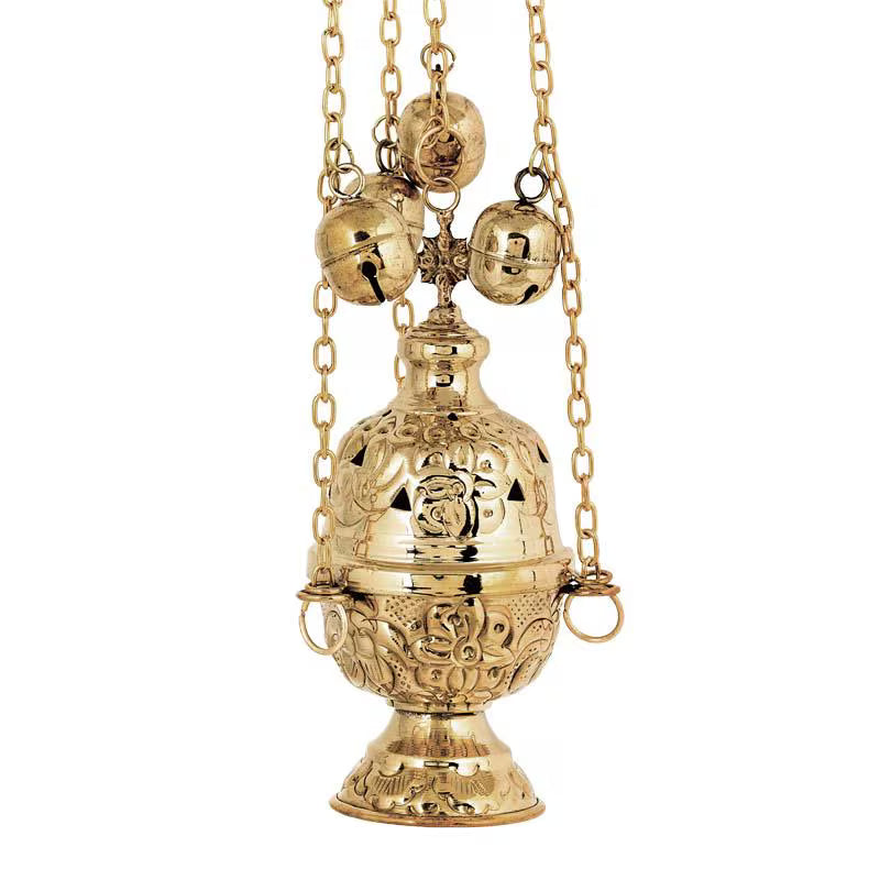 Orthodox Church Liturgy Incense Burner Bronze Greek Thurible Censer 15cm 5.9"