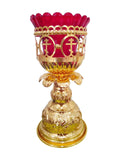 7 3/4" Greek Orthodox Russian Style Vigil Oil Lamp Church Chapel Prayer Corner Stand Alone Red Glass Cup Candle 19.5cm
