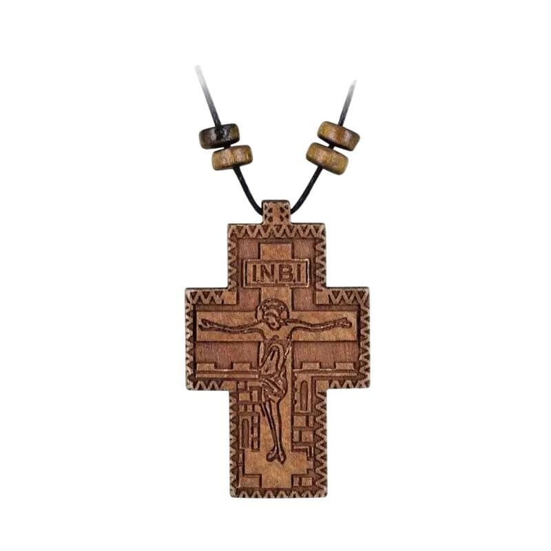 1 3/4" Greek Orthodox Mount Athos Adjustable Cord Engraved Wooden Pendant 4.4cm