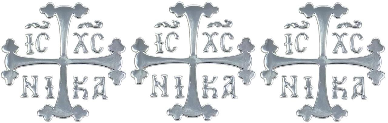 Set 3 Pcs Greek Orthodox Car Home Window Surface Protection Cross Sticker