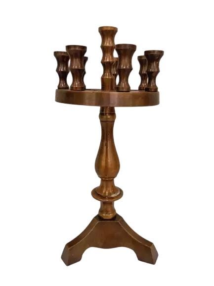 6 1/2" Antique Old Style Brass 7 Candle Holder Standing Traditional Candlestick