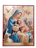 10 1/4" Rare Virgin Mary Animals of the Heaven Gold Leaf Icon 26cm