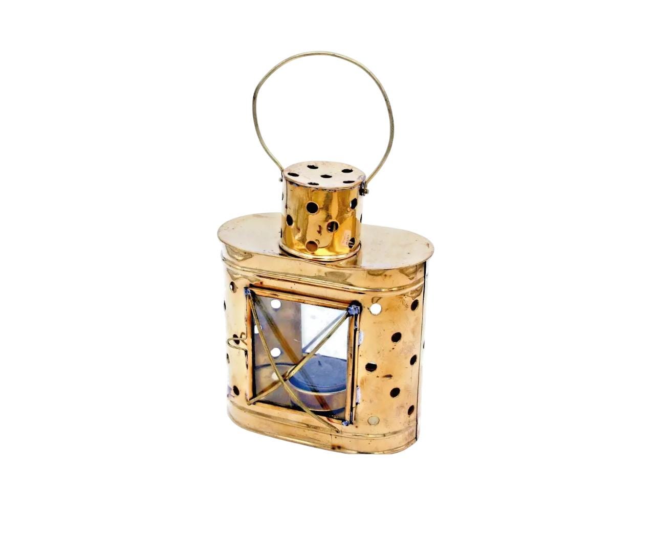 6 1/2" Vintage Retro Marine Nautical Brass Deco Oil Tea Light Lamp Lantern 16cm
