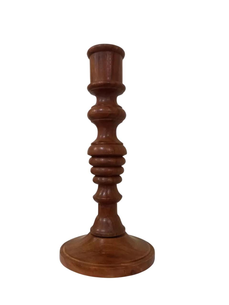 8" Wooden Candle Holder Candlestick Stand Pillar Candle Rustic Style 20cm