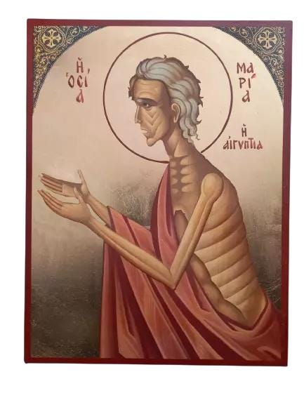 Saint Mary of Egypt Desert Mother Byzantine Greek Orthodox Golden Leaf Icon