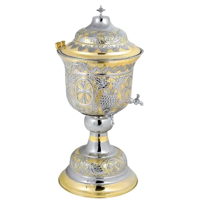Large Handmade Greek Orthodox Engraved Handmade Holy Water Font 29" - 74cm 10 Lt 2.64 US Gallons