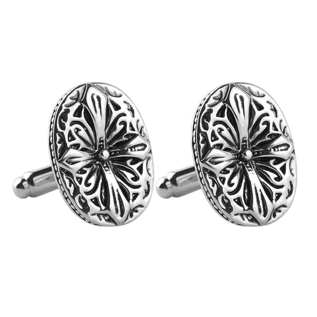 Vintage Christian Cross Design Quality Silver Men's Cufflinks 0.86" 2.2cm