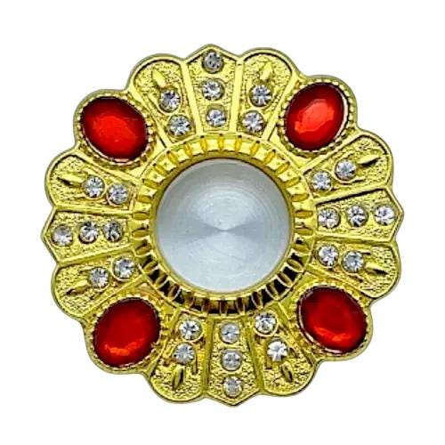 Personal Reliquary Relic Case 1 6/8" Gold Plated with Shining Stones 4.2cm