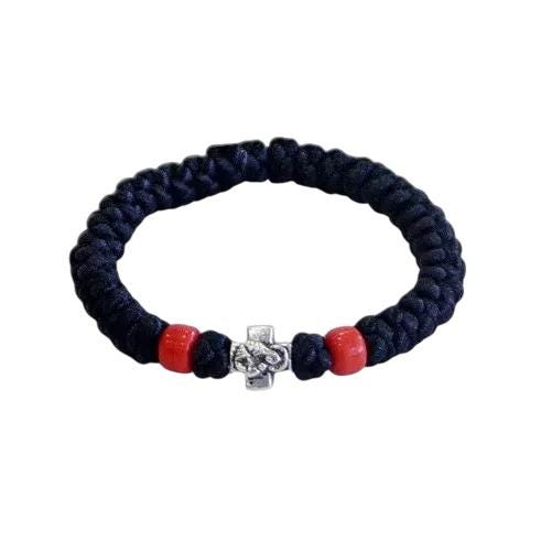 33 Knots Handmade Greek Orthodox Handkontted Metal Cross Elastic Prayer Rope Komboskini Chotki Rosary