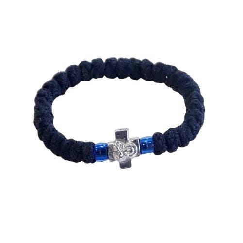 33 Knots Handmade Greek Orthodox Handkontted Metal Cross Elastic Prayer Rope Komboskini Chotki Rosary