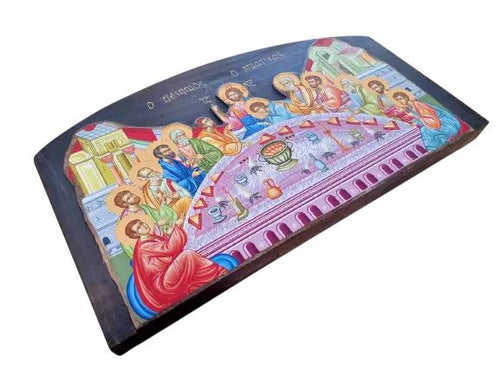 18 1/2" Greek Orthodox Traditional Byzantine The Last Supper Jesus & the Disciples Carved Handmade Wooden Icon 47cm