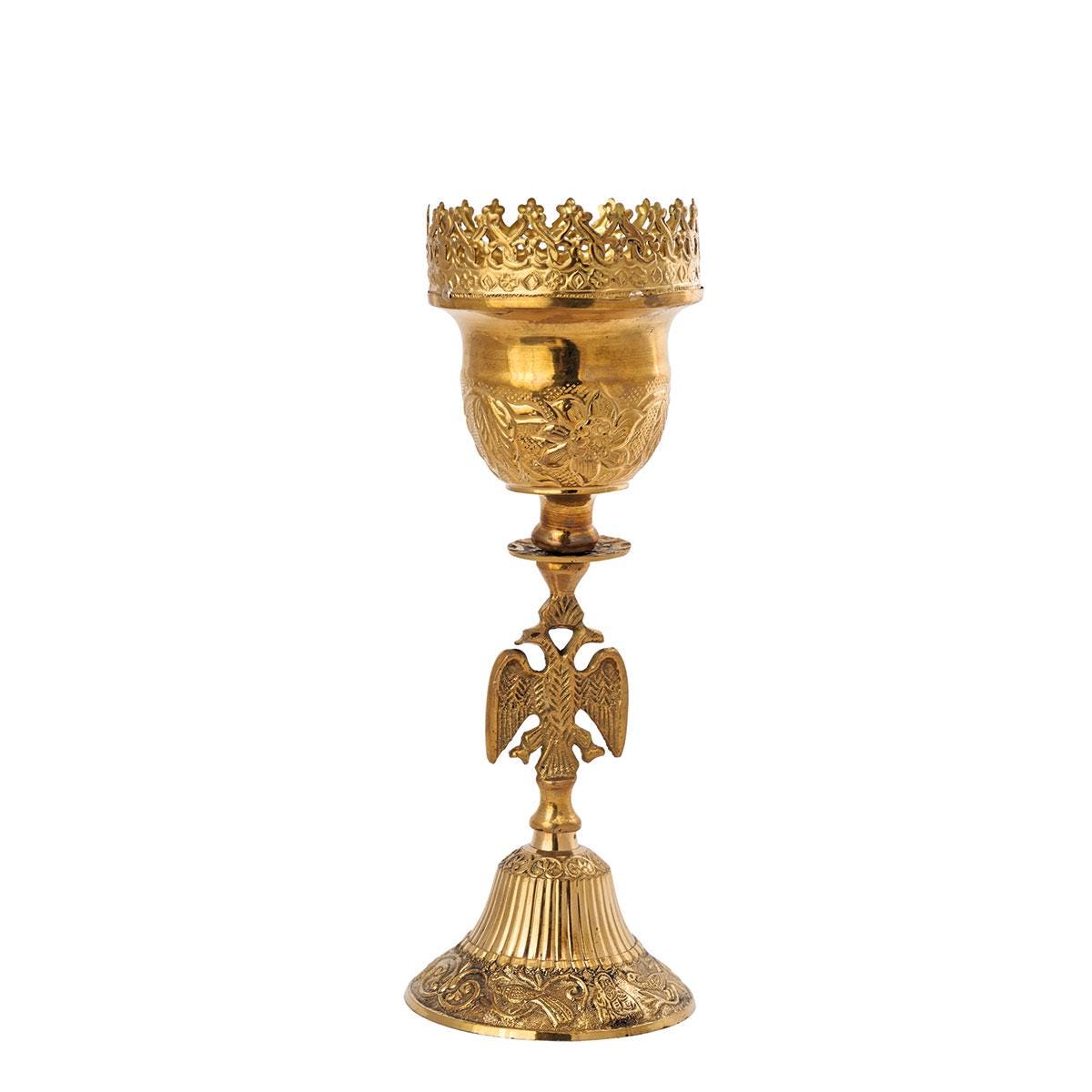 12" Greek Orthodox Byzantine Eagle Church Brass Standing Vigil Oil Lamp 30cm