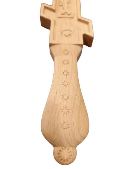 10" Slavonic Russian Orthodox Style Hand Blessing Natural Wooden Cross Crucifix