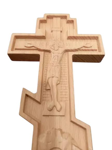 10" Slavonic Russian Orthodox Style Hand Blessing Natural Wooden Cross Crucifix