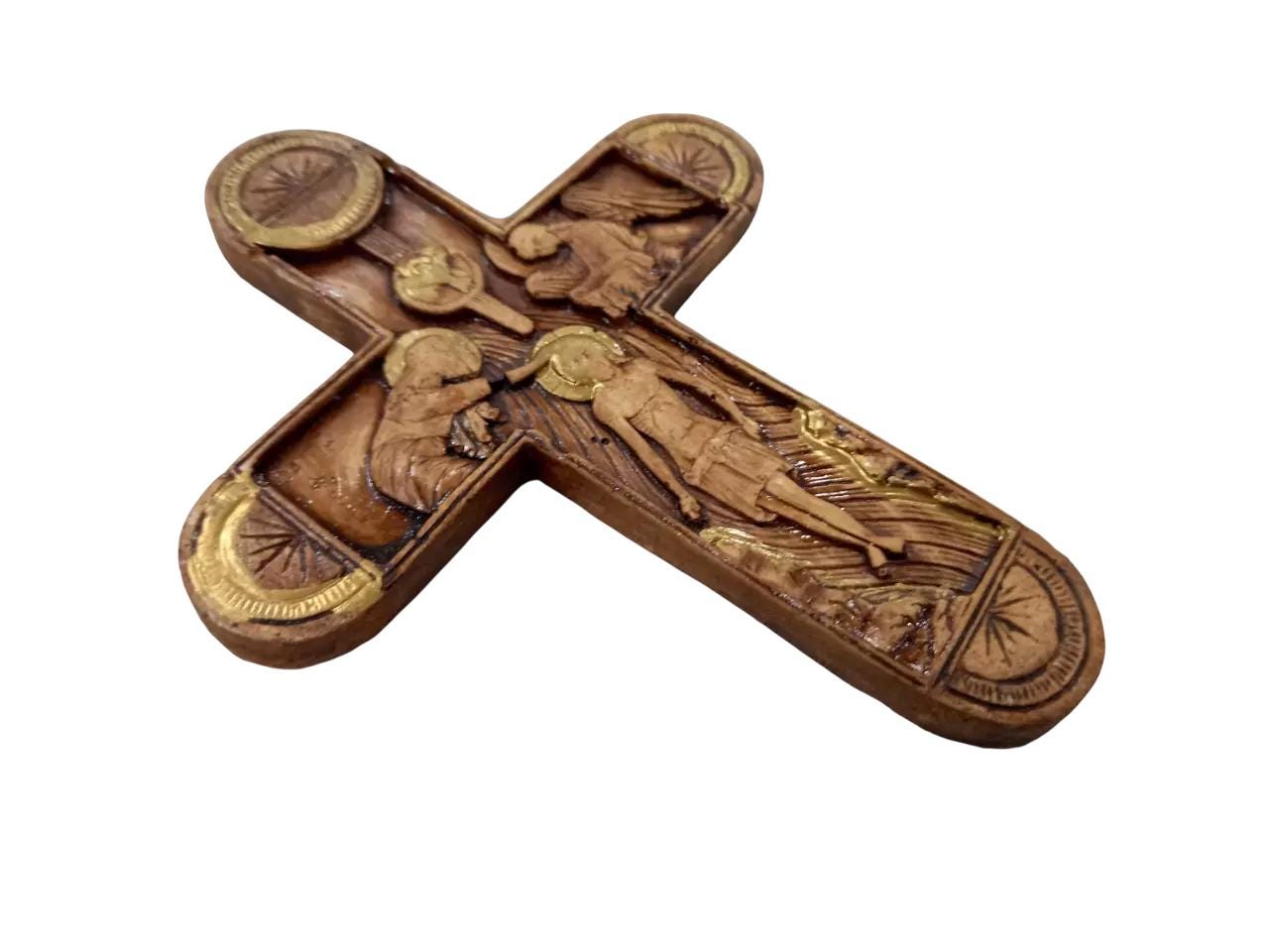 5 1/2" Greek Orthodox Theophany Icon Wall Mounted Handmade Ceramic Cross 13.5cm