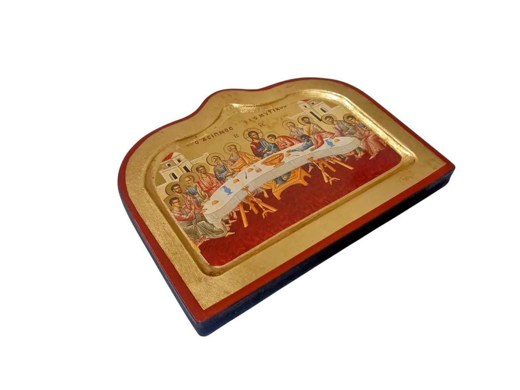 6 1/2" Greek Orthodox Gilded The Last Supper Wooden Wall Mounted Icon 16.5cm