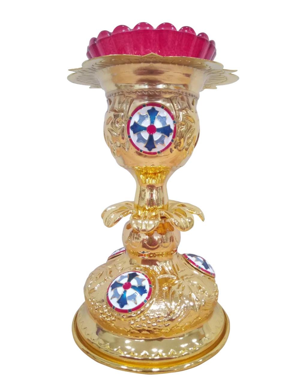 7 3/4" Greek Orthodox Byzantine Style Standing Vigil Oil Lamp Church Altar Proskomedia Church Candle 19.8cm