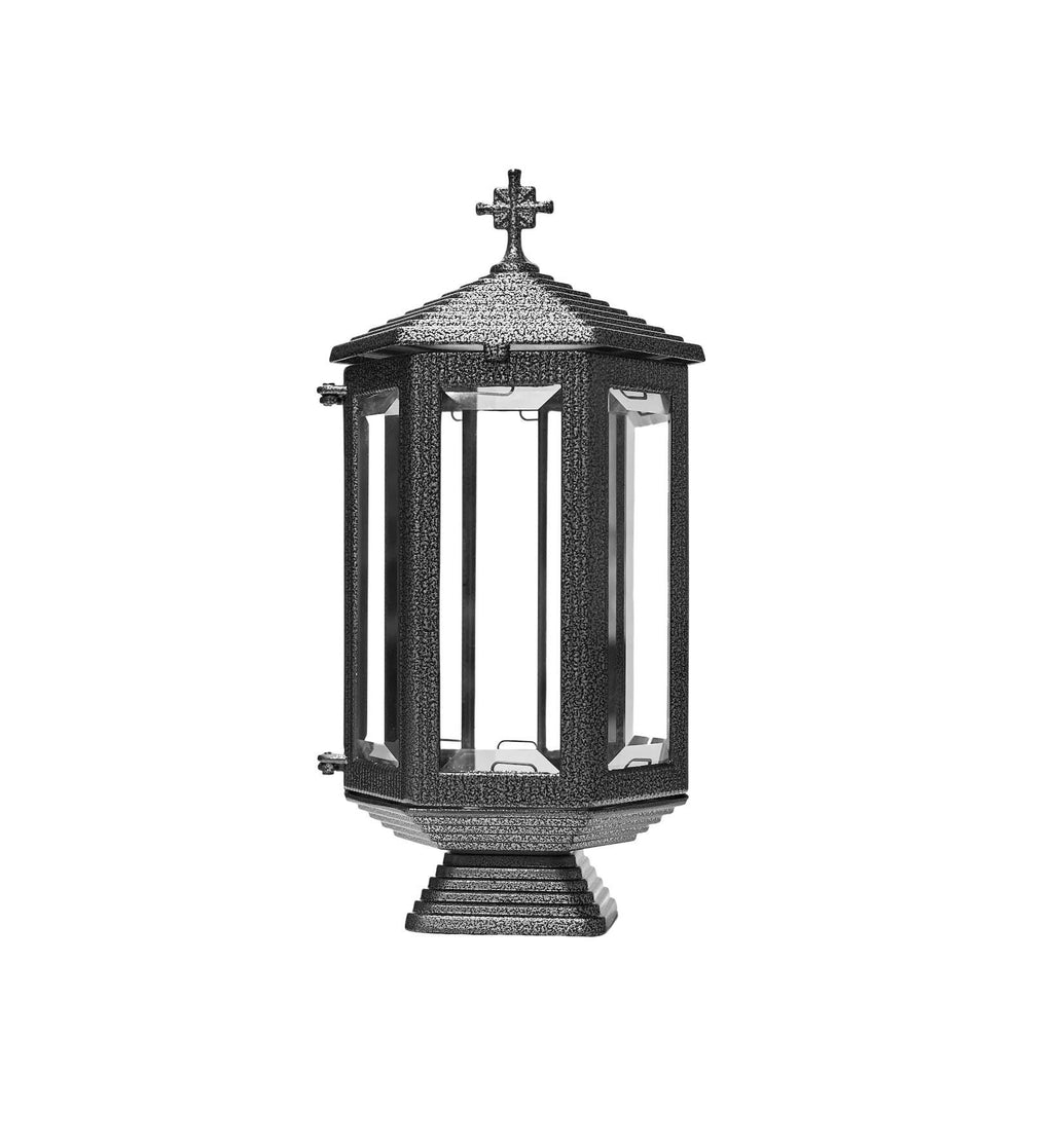 12" Metal Glass Candle Holder Cemetery Sanctuary Oil Lamp Memorial Grave Lantern 32cm