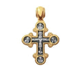 Sterling Silver 925 Gold Plated Russian Orthodox Style Crucifix Cross