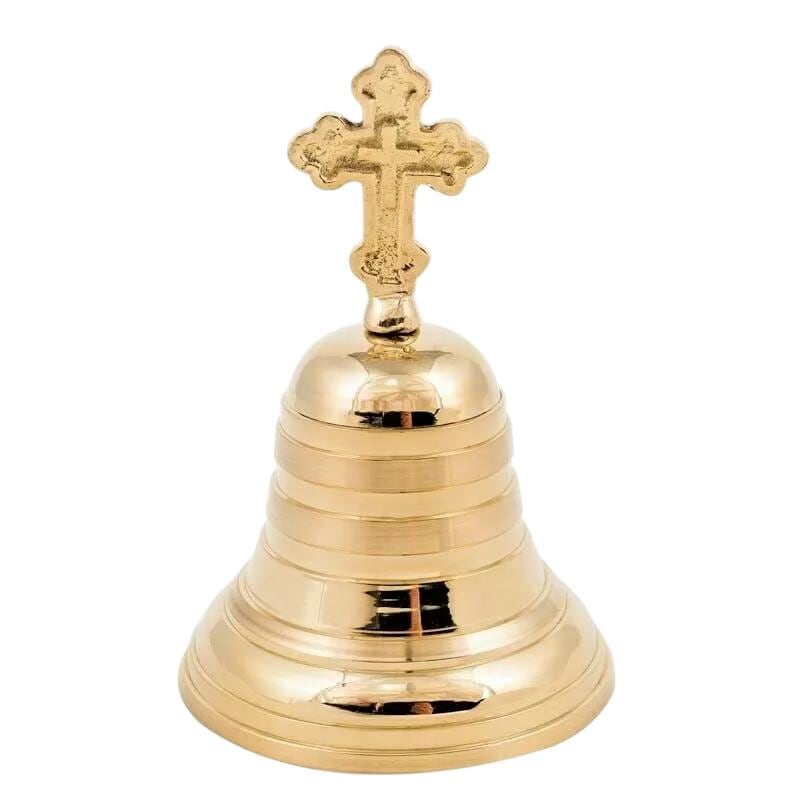 4.13" Solid Brass Elegant Christian Ritual Altar Church Monastery Hand Bell 10cm