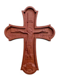 8" Wall Jesus Christ Byzantine Engraved Wooden Religious Cross Crucifix 20cm