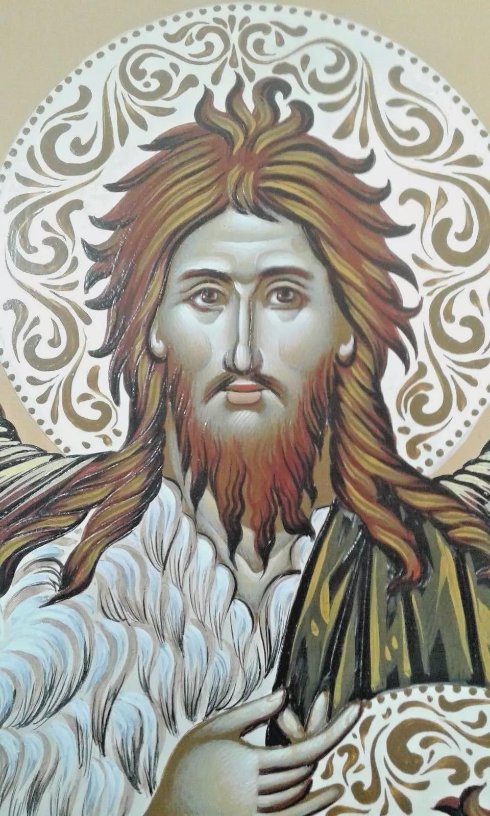 15 3/4" Saint John Baptist the Forerunner Good Detail Traditional Greek Orthodox Hagiography Handpainted Icon 40cm