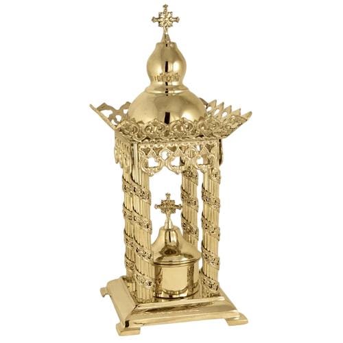 14" Greek Orthodox Safe Church Altar Holy Religious Brass Tabernacle Ciborium with Pillars 36cm