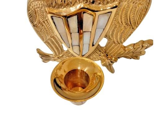 6.5" Byzantine Two-Headed Eagle Mother of Pearl Brass Wall Candlestick Holder 16cm