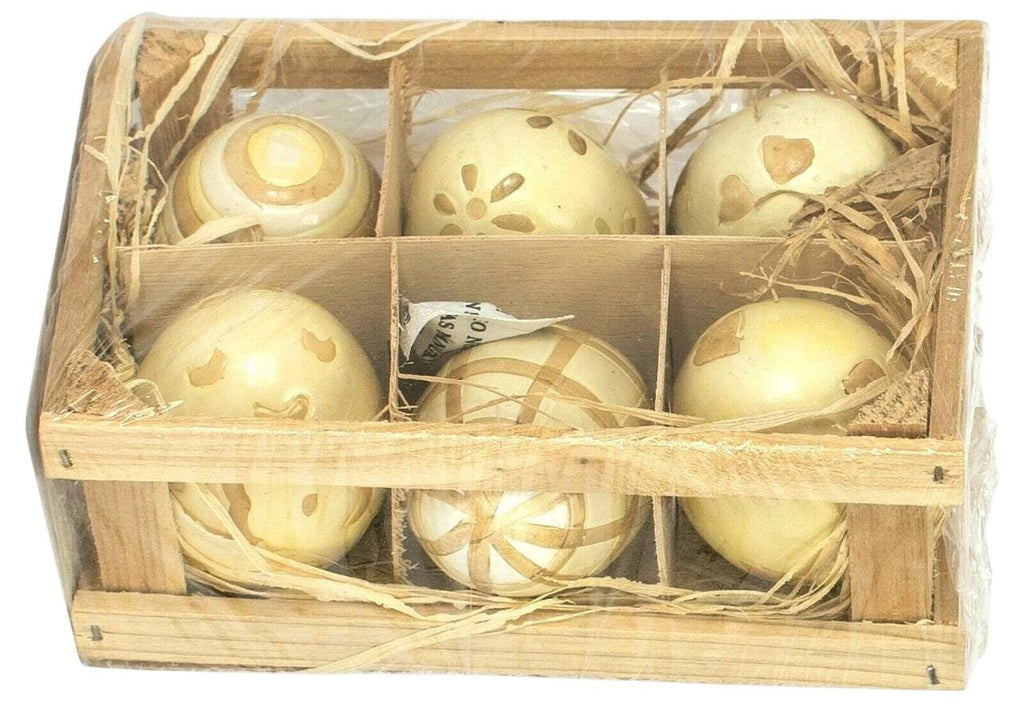 6 Easter Eggs Ceramic Decoration Elegant Handpainted Spring Eggs Basket Deco