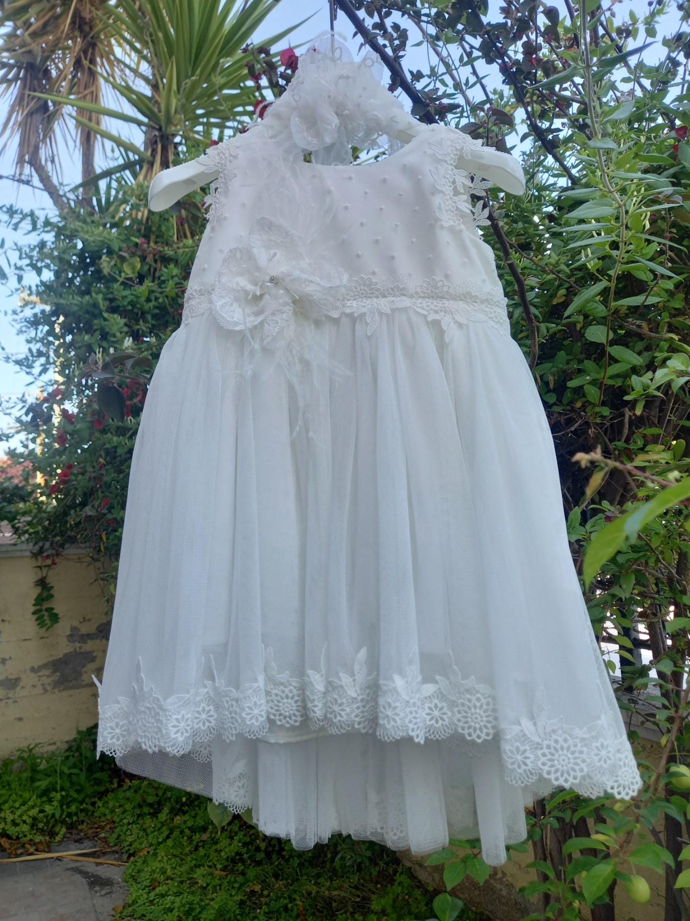 Couture Outfit Girl Christening Ivory Dress Romantic Christening Gown Elegant Baptism Dress For Baby Girl Baptism Wedding Handmade in Greece