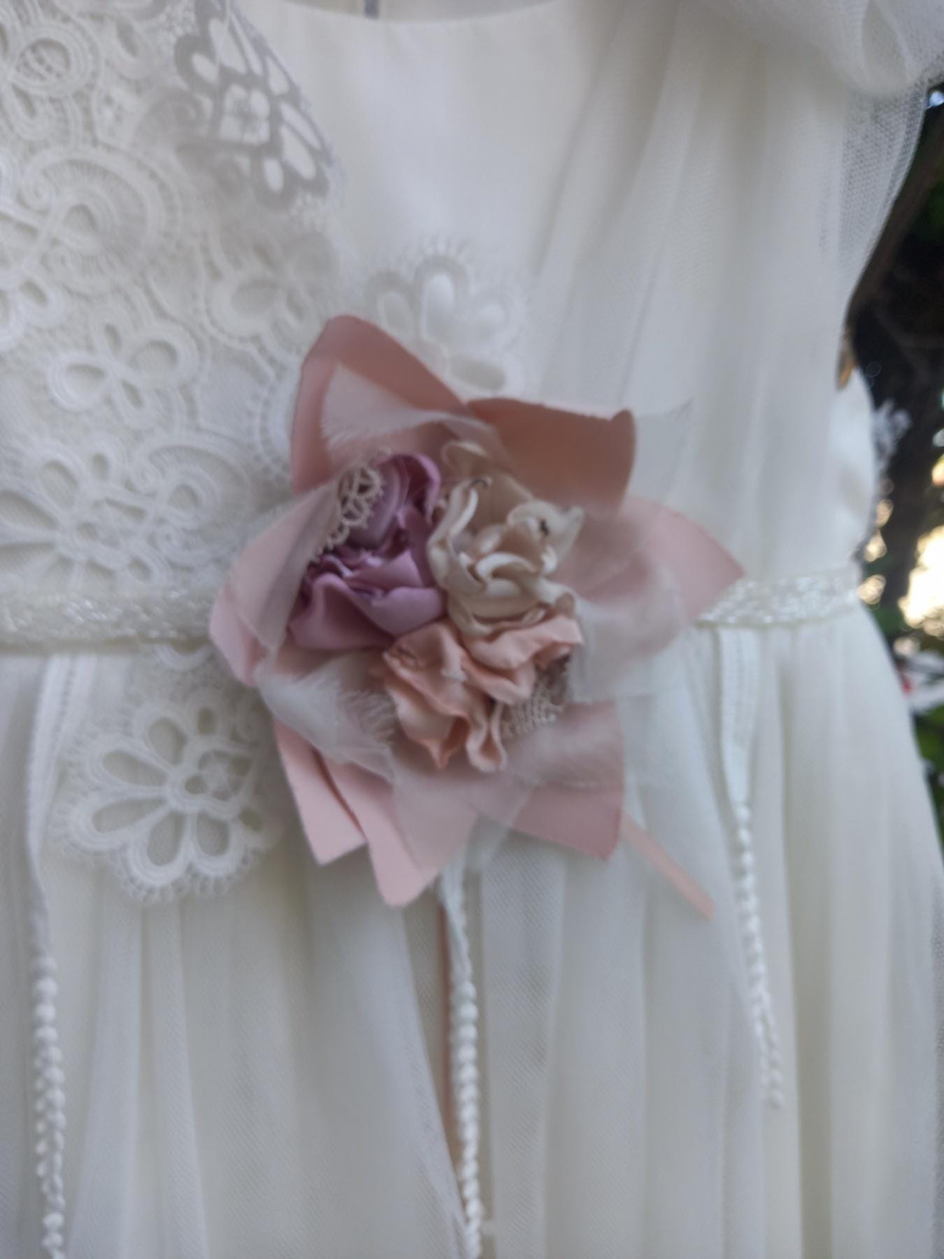 Couture Outfit Girl Christening Dress Romantic Christening Gown Elegant Baptism Dress For Baby Girl Baptism Wedding Handmade in Greece