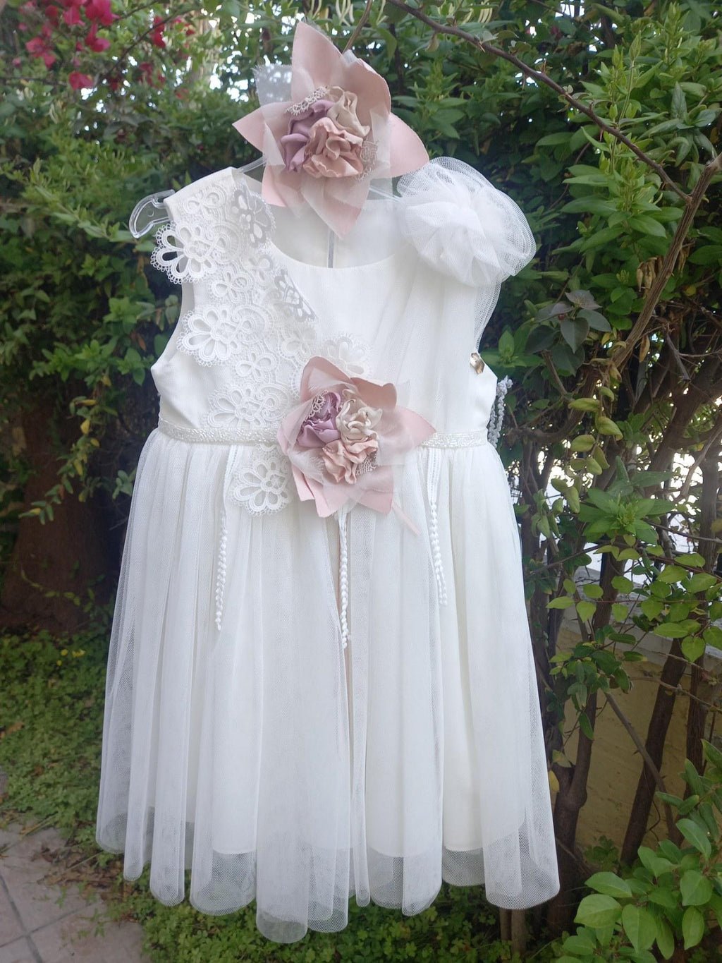 Couture Outfit Girl Christening Dress Romantic Christening Gown Elegant Baptism Dress For Baby Girl Baptism Wedding Handmade in Greece