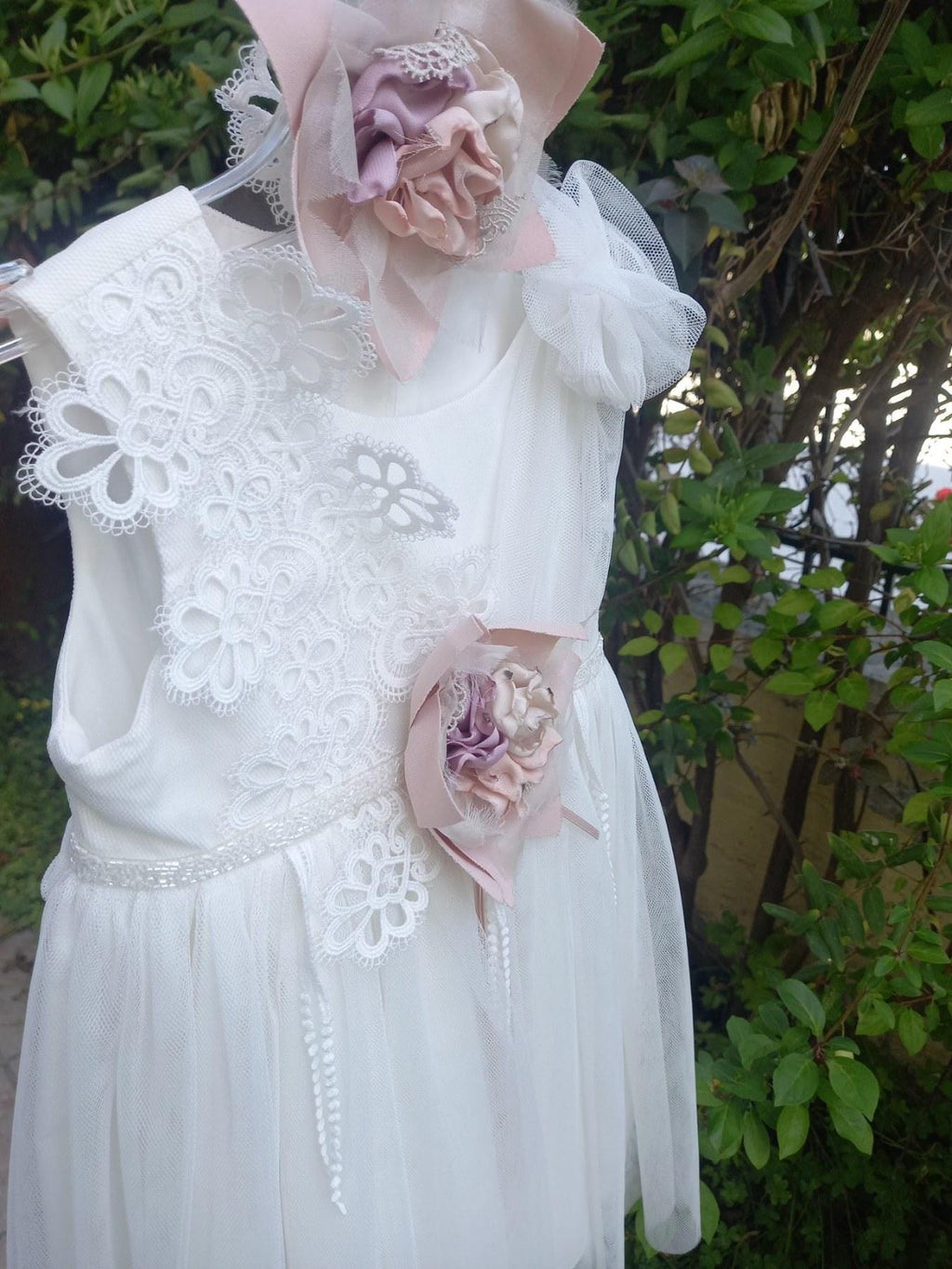 Couture Outfit Girl Christening Dress Romantic Christening Gown Elegant Baptism Dress For Baby Girl Baptism Wedding Handmade in Greece