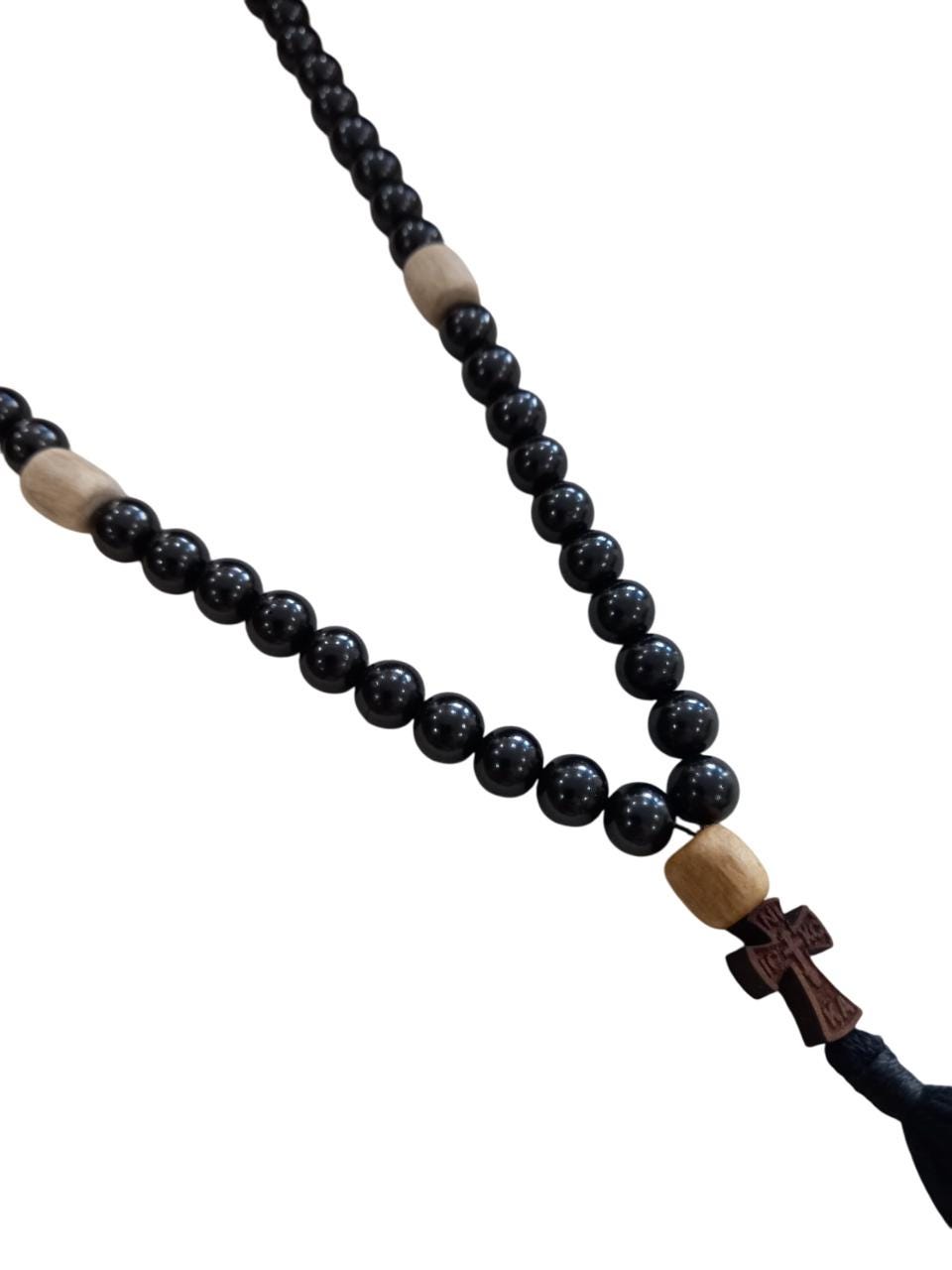 50 Beads Orthodox Monastic Prayer Rope Beads Wooden Cross Design Tassel Rosary Chotki Komboskini