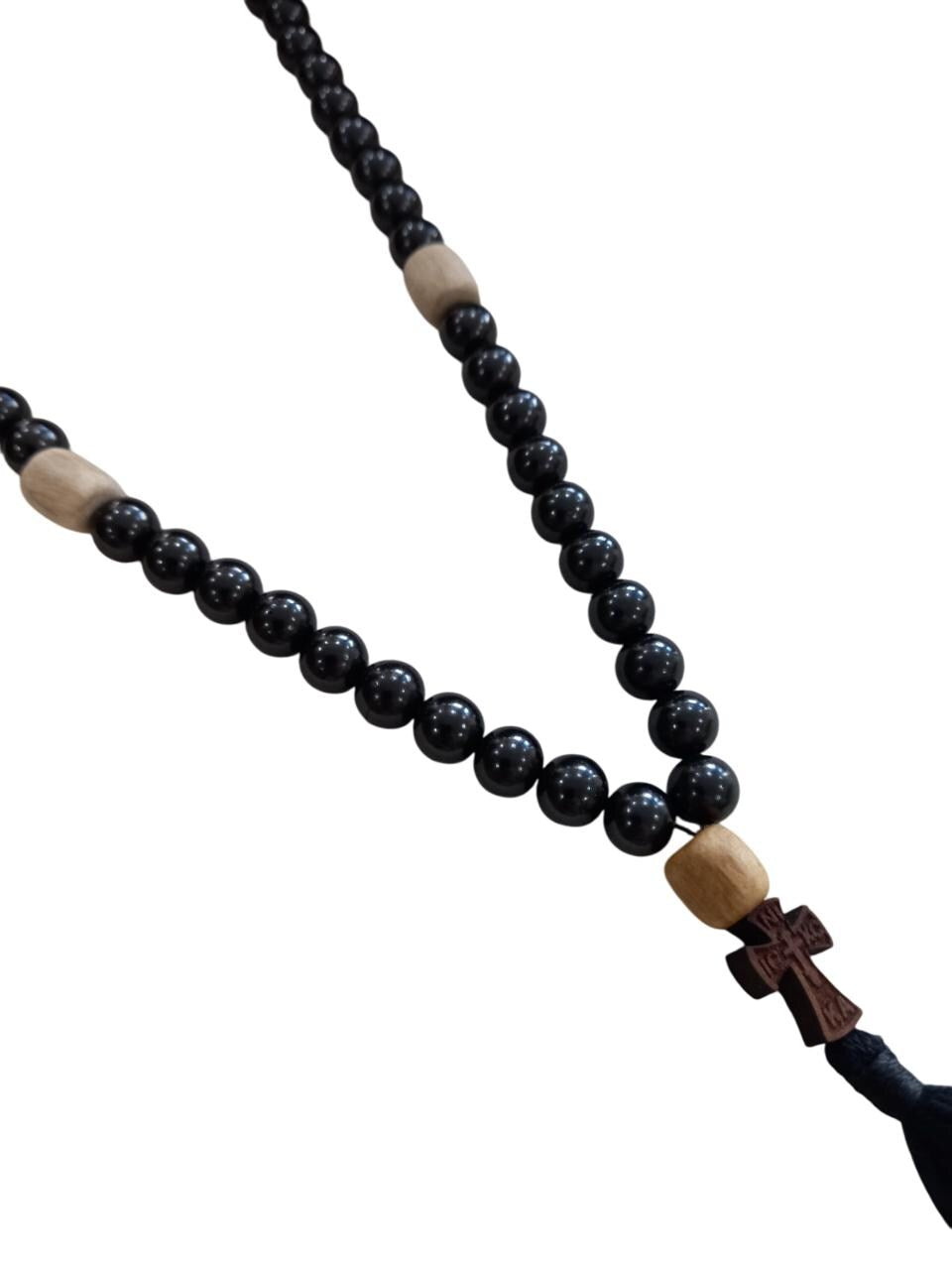 50 Beads Orthodox Monastic Prayer Rope Beads Wooden Cross Design Tassel Rosary Chotki Komboskini