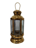 9" Vintage Old Design Brass Engraved Glass Windows Design Lantern 23cm