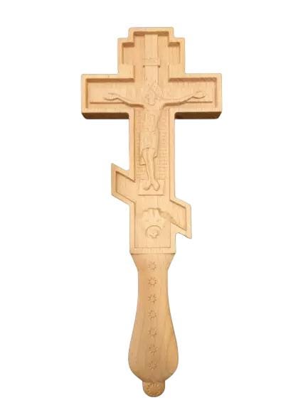 10" Slavonic Russian Orthodox Style Hand Blessing Natural Wooden Cross Crucifix