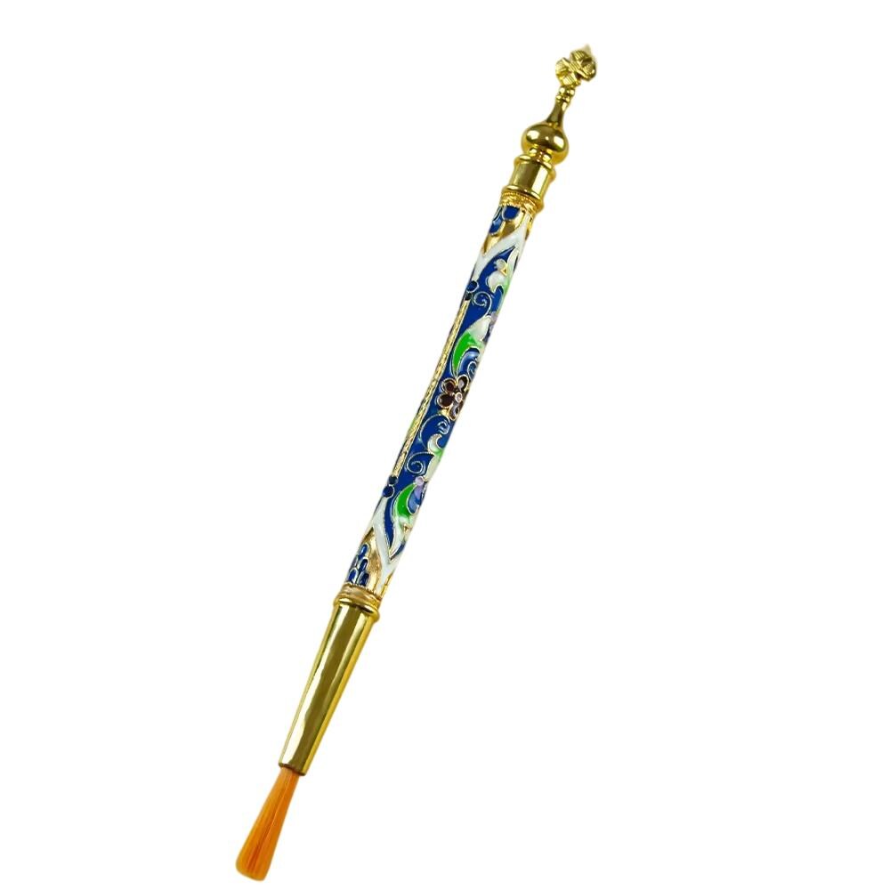 3 Pcs Set Gold Plated Colored Enamel Decorated Russian Style Orthodox Anointing Brush Holy Myrrh Oil Striuchtsa