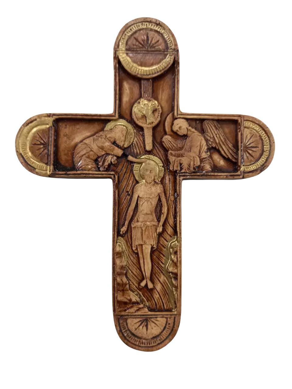 5 1/2" Greek Orthodox Theophany Icon Wall Mounted Handmade Ceramic Cross 13.5cm