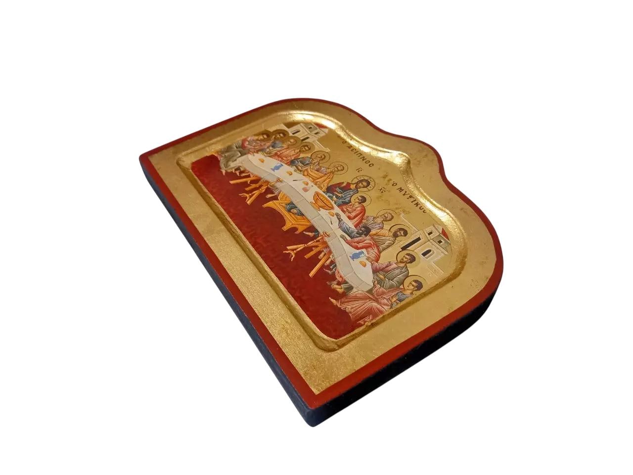 6 1/2" Greek Orthodox Gilded The Last Supper Wooden Wall Mounted Icon 16.5cm