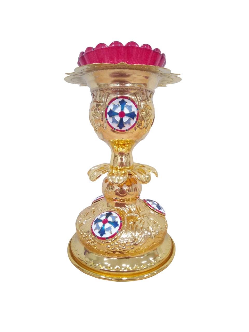 7 3/4" Greek Orthodox Byzantine Style Standing Vigil Oil Lamp Church Altar Proskomedia Church Candle 19.8cm